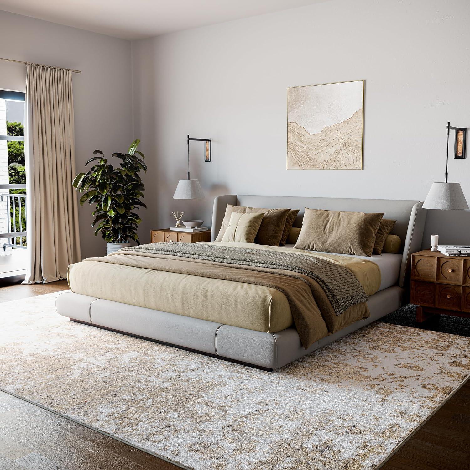 Nuloom Deedra Abstract 5x8 Indoor Area Rug for Living Room Bedroom Dining Room Kitchen, Beige/Ivory