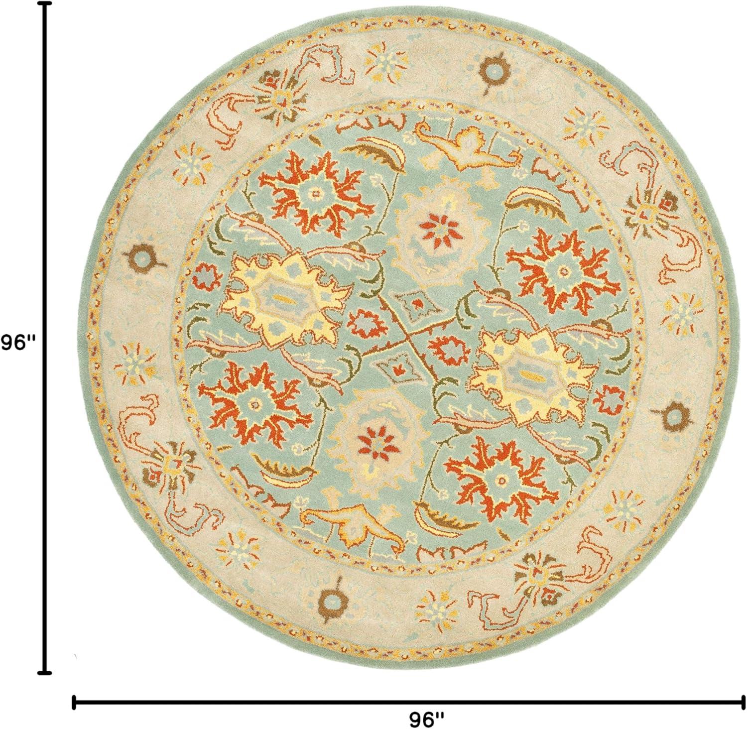 Heritage HG734 Handmade Area Rug - 8' Round - Light Blue/Ivory - Safavieh