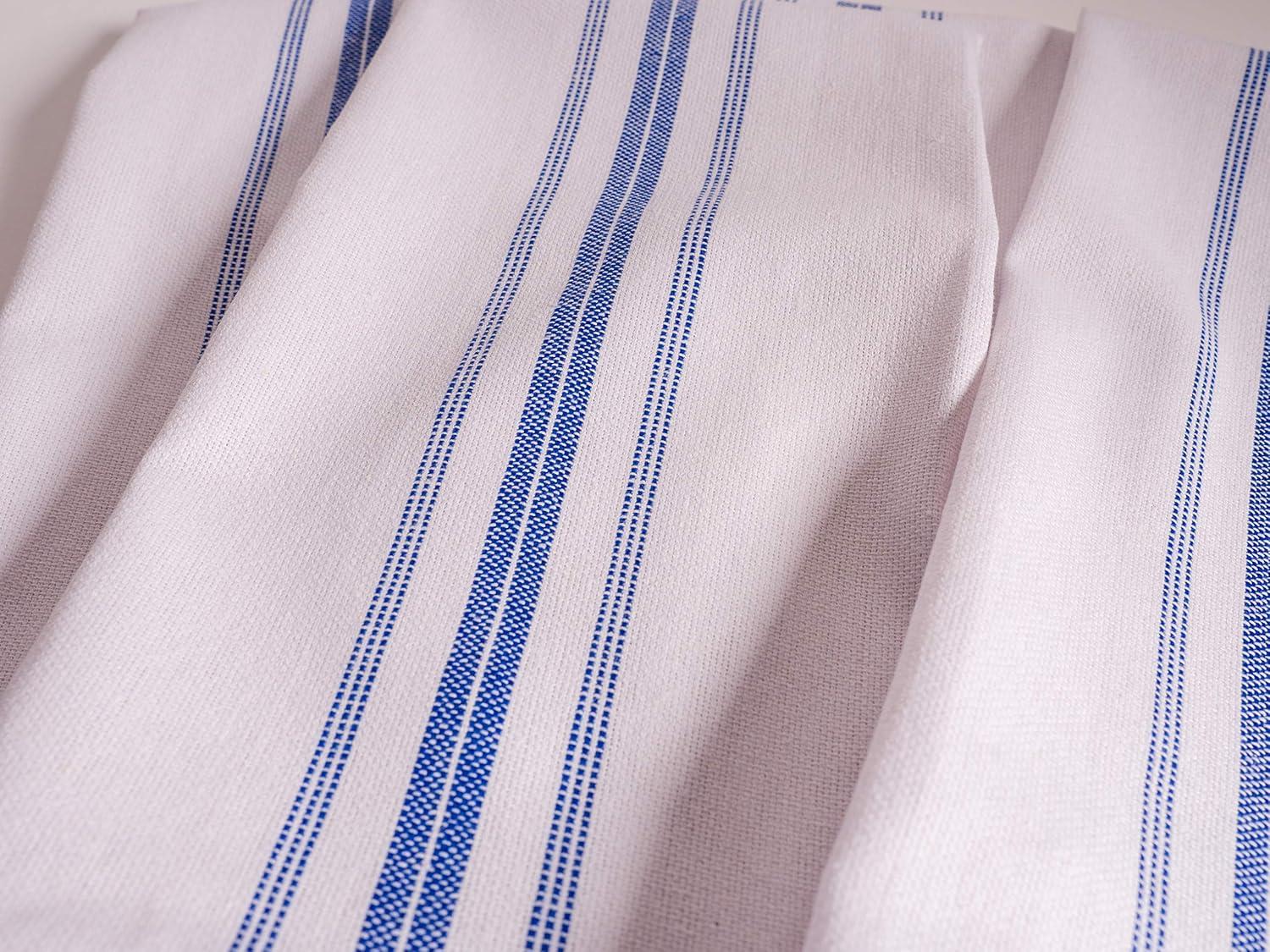 KAF Home Farmhouse Stripe Set Of 12 Kitchen Towels - 15" x 25", In Blue