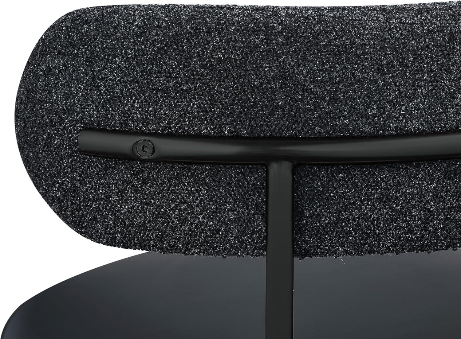 Meridian Furniture 887Black-C Beacon Collection Modern | Contemporary Upholstered Dining Chair, Rich Black Boucle Fabric, Brushed Brass Finish Iron Frame, 22" W x 21" D x 30" H, Black, Set of 2