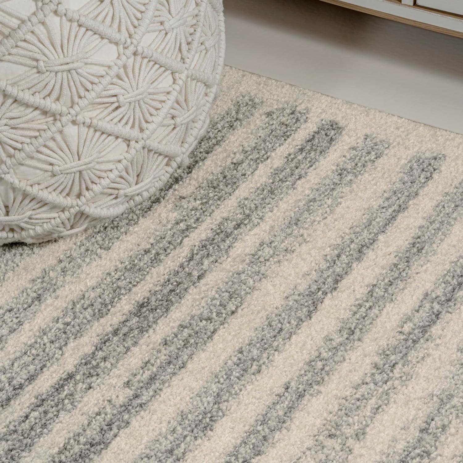 JONATHAN Y Khalil Modern Berber Stripe Cream/Gray 8 ft. x 10 ft. Area Rug