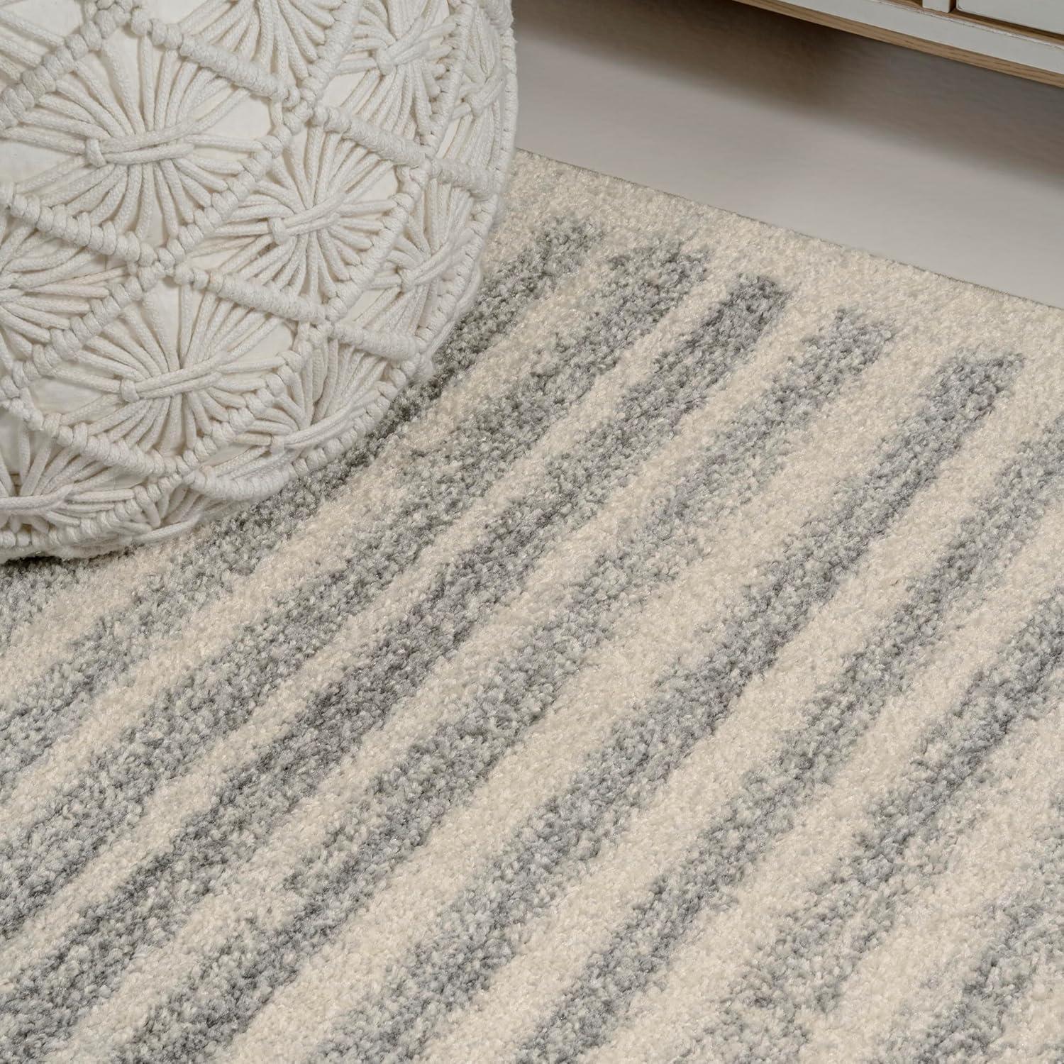 JONATHAN Y Khalil Modern Berber Stripe Cream/Gray 4 ft. x 6 ft. Area Rug