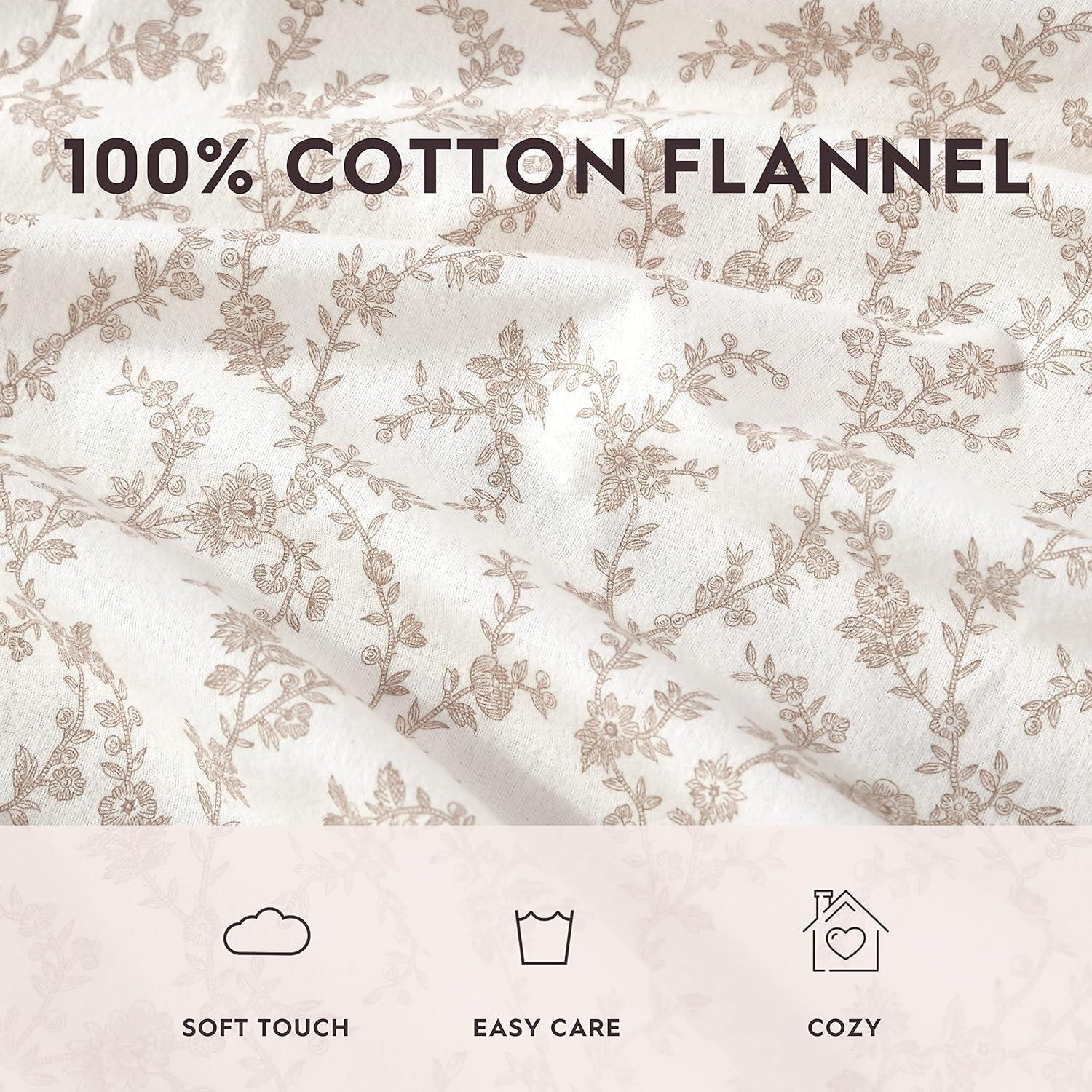 Laura Ashley Victoria Flannel Sheet Set Queen - Beige