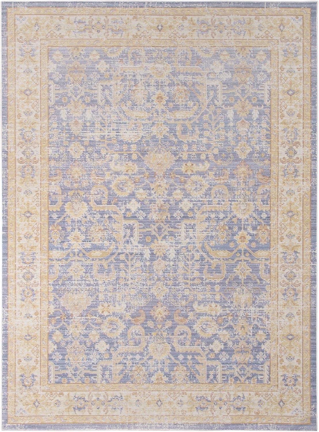 Loomed Vintage Light Blue Polyester 2'x3' Accent Rug