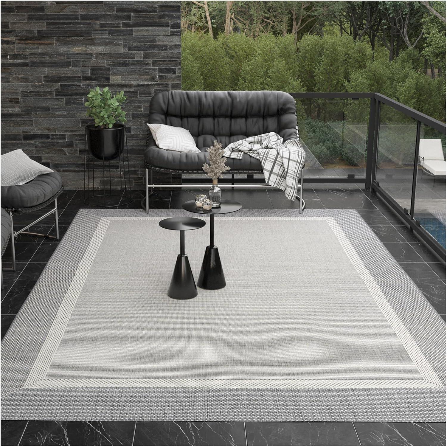 Couristan Recife Outdoor Area Rug - Stria Texture 2' X 3'7" Rectangle in Natural and Green Color, Hose Washable, Pet Friendly, Patio and Home Decor