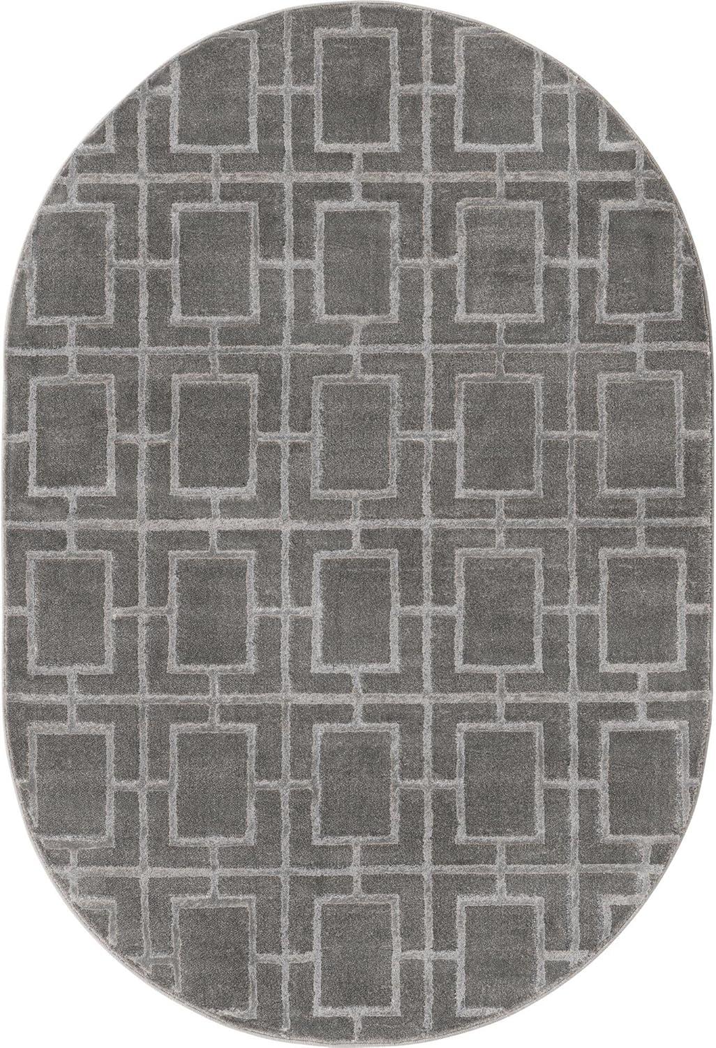 Glam Geometric Gray Silver Area Rug