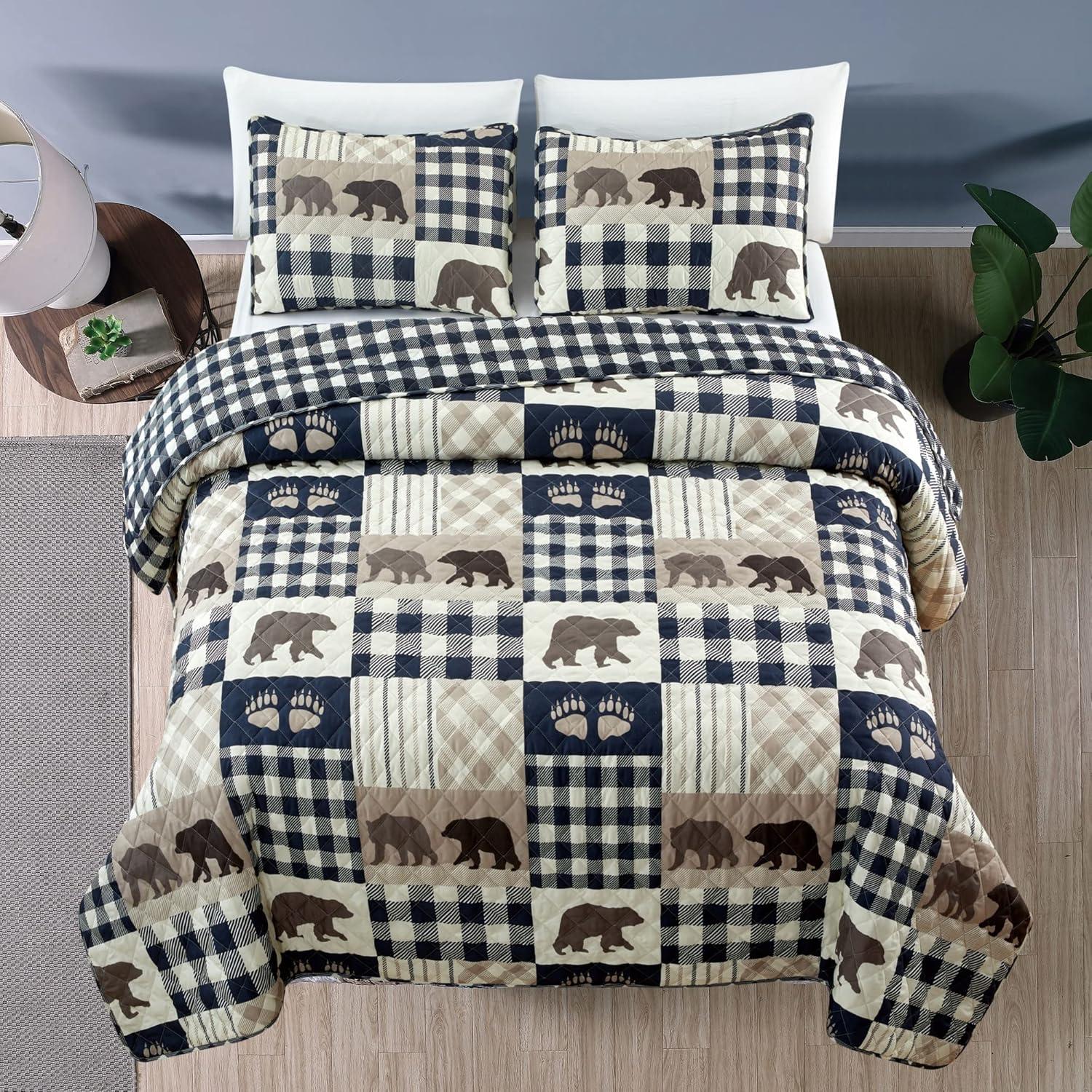 Market & Place Orson Bear Lodge Reversible Quilt Set