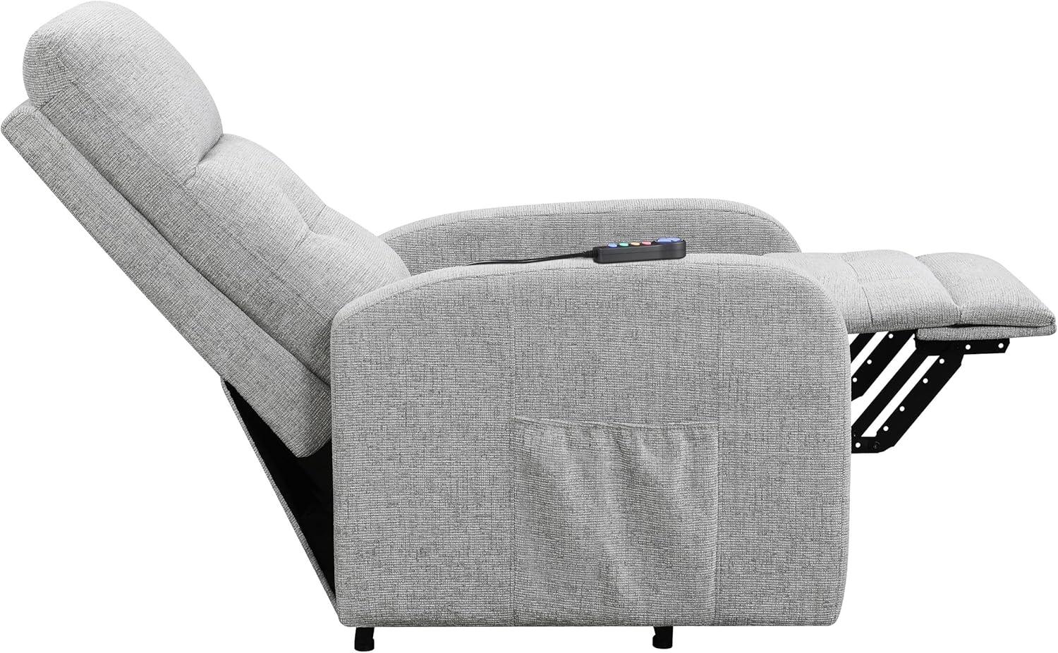 Coaster Howie Tufted Fabric Upholstered Power Lift Recliner in Gray