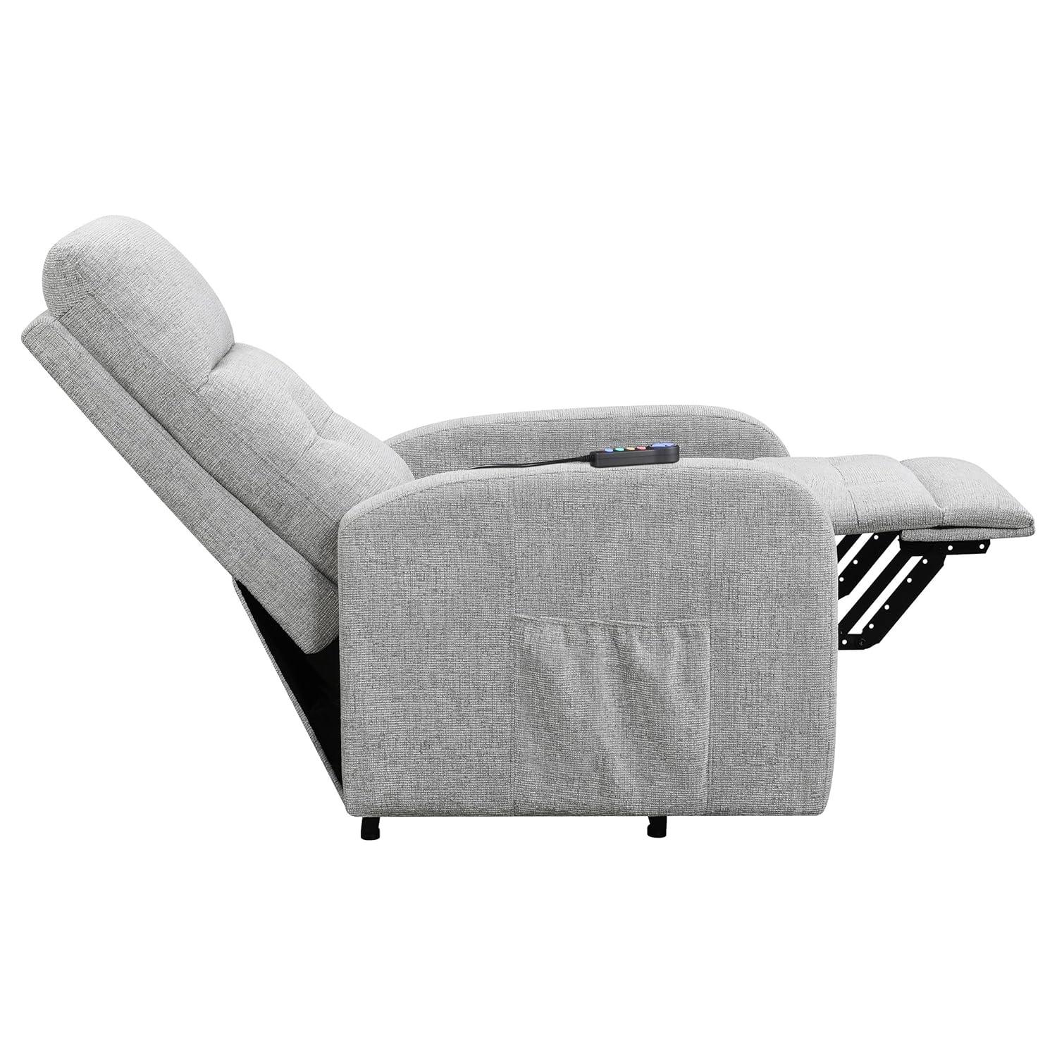 Coaster Howie Tufted Fabric Upholstered Power Lift Recliner in Gray