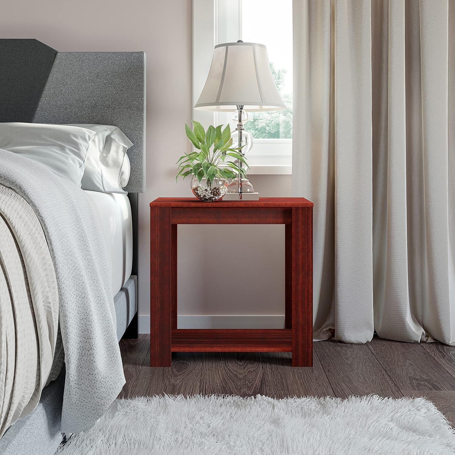 Brisbane Cherry MDF Open Storage Nightstand with Metal Handle