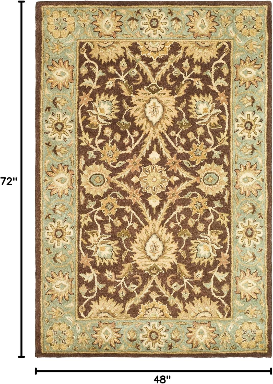 SAFAVIEH Antiquity Beaumont Traditional Wool Area Rug, Chocolate/Blue, 4' x 6'