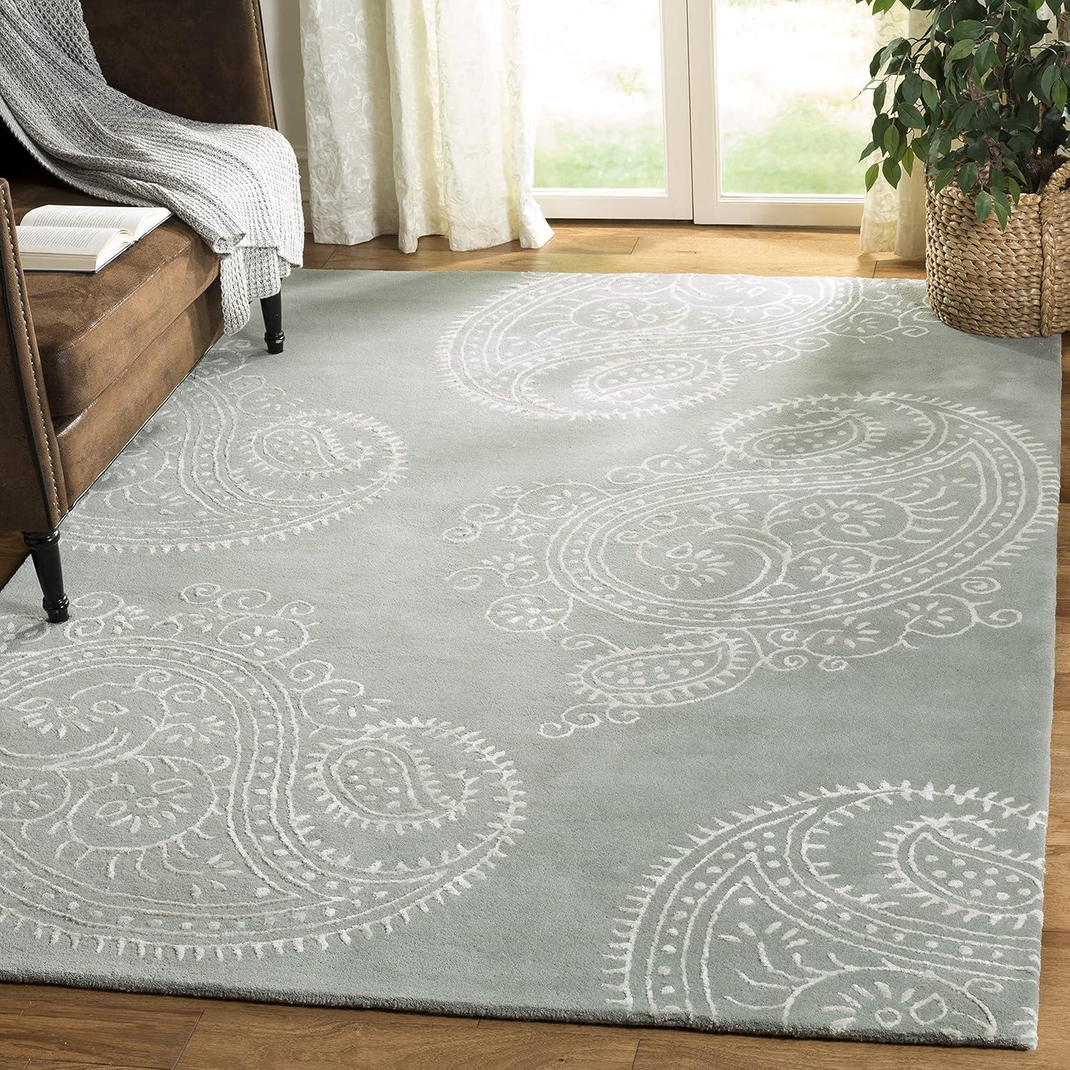 Bella BEL153 Hand Tufted Area Rug - Grey/Ivory - 4'x6' - Safavieh.