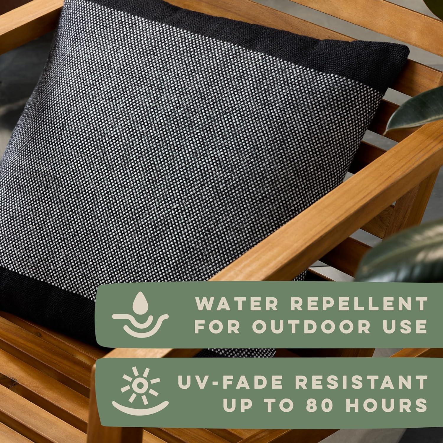 Black and Ivory Square Recycled Material Outdoor Pillow