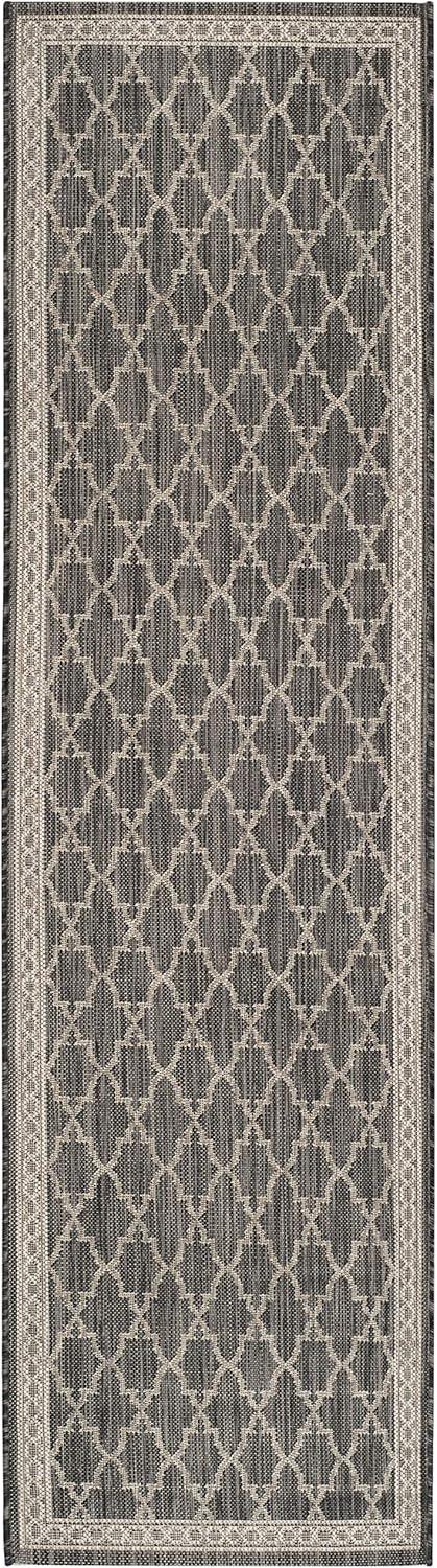 Courtyard CY8871 Power Loomed Indoor/Outdoor Runner Rug - Black/Beige - 2'3"x12' - Safavieh.