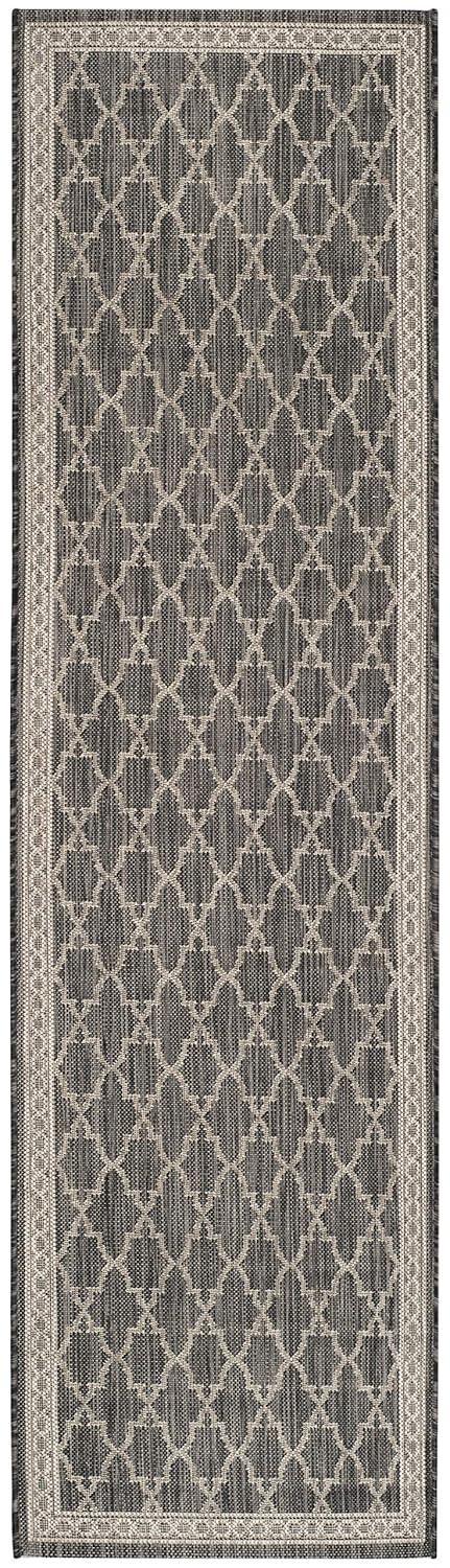 Courtyard CY8871 Power Loomed Indoor/Outdoor Runner Rug - Black/Beige - 2'3"x12' - Safavieh.