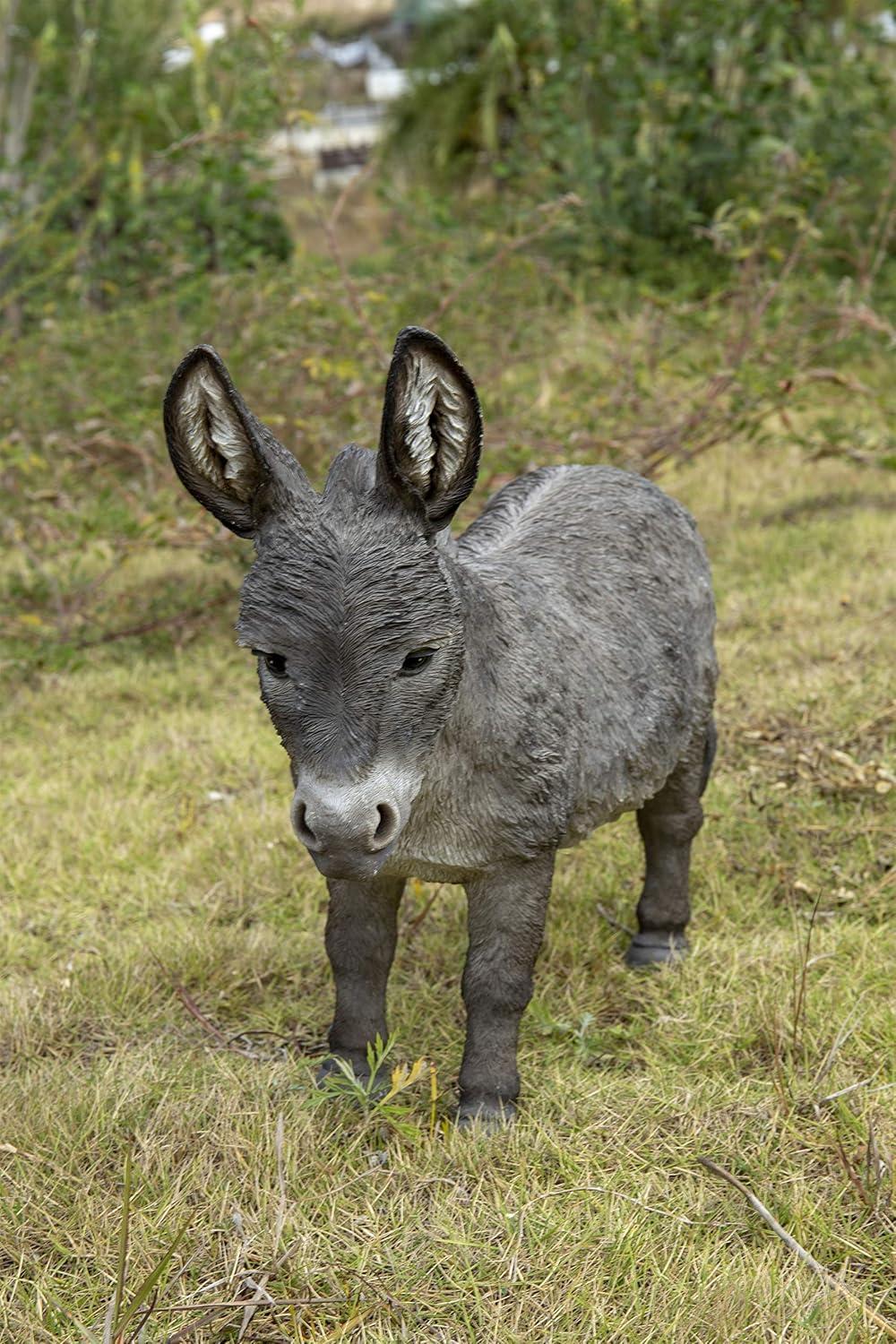 Lifelike Grey Resin Standing Donkey Garden Statue