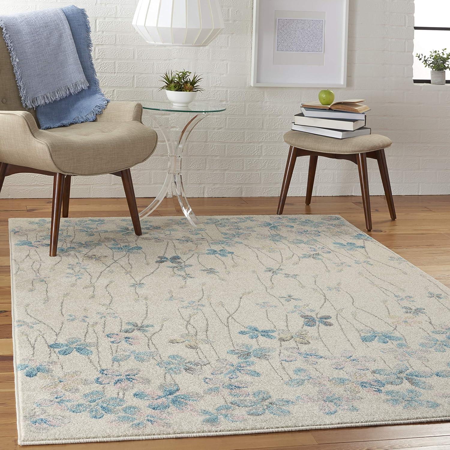 Nourison Tranquil Floral Ivory 5'3" x 7'3" Area Rug, (5x7)