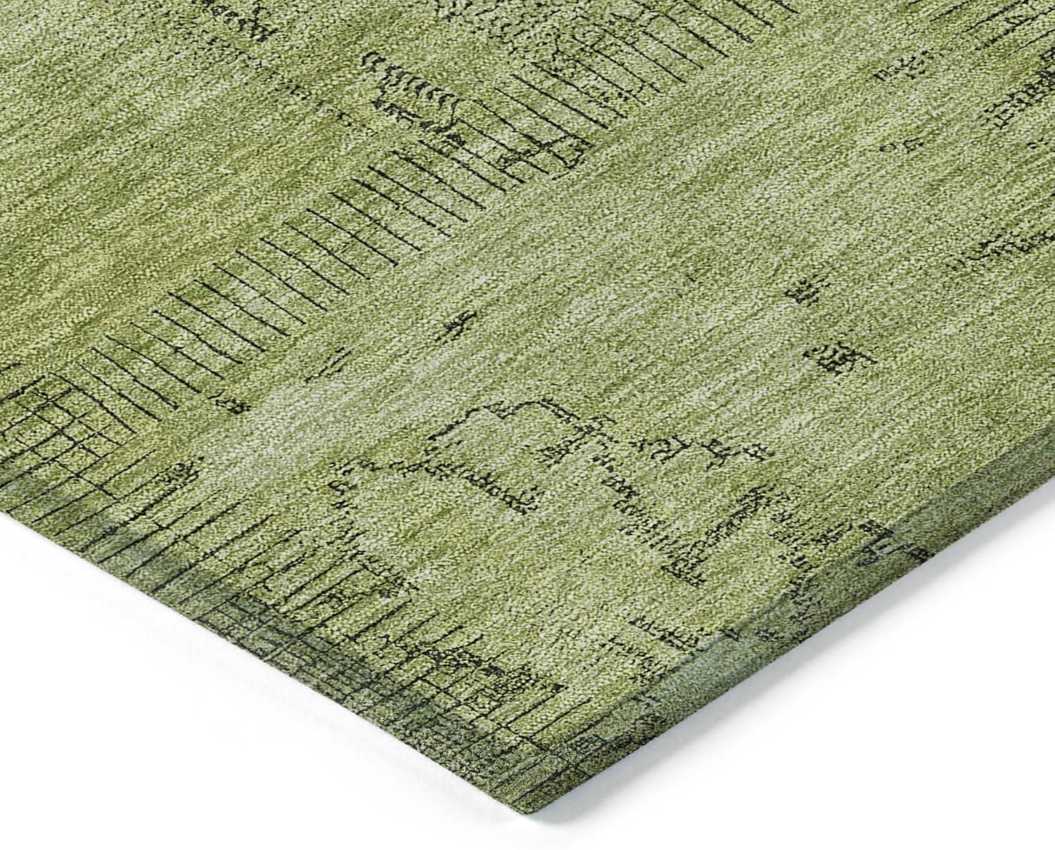 Fern Green Synthetic Flat Woven Indoor Outdoor Rug