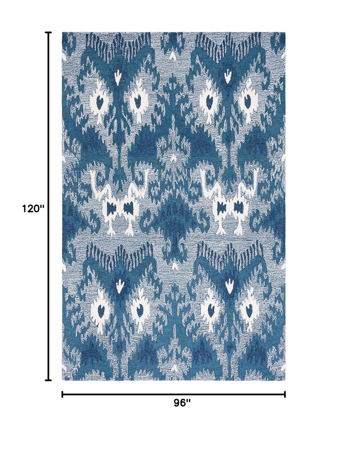 Ikat IKT652 Hand Tufted Area Rug - Blue/Ivory - 8'x10' - Safavieh.