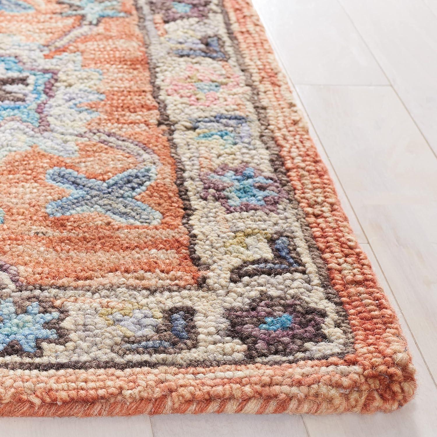 SAFAVIEH Blossom Moema Floral Area Rug, Rust/Blue, 4' x 6'