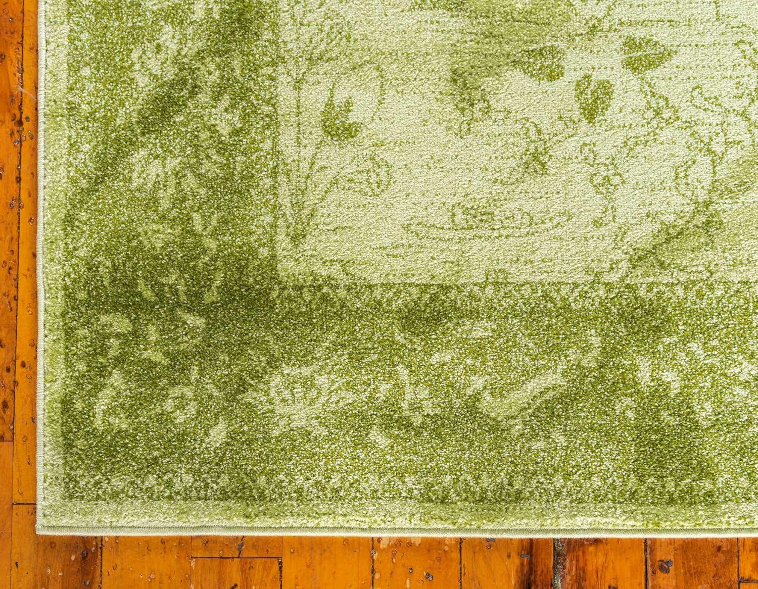 Unique Loom La Jolla Collection Area Rug - Floral (9' x 12' Rectangle Light Green/Green)