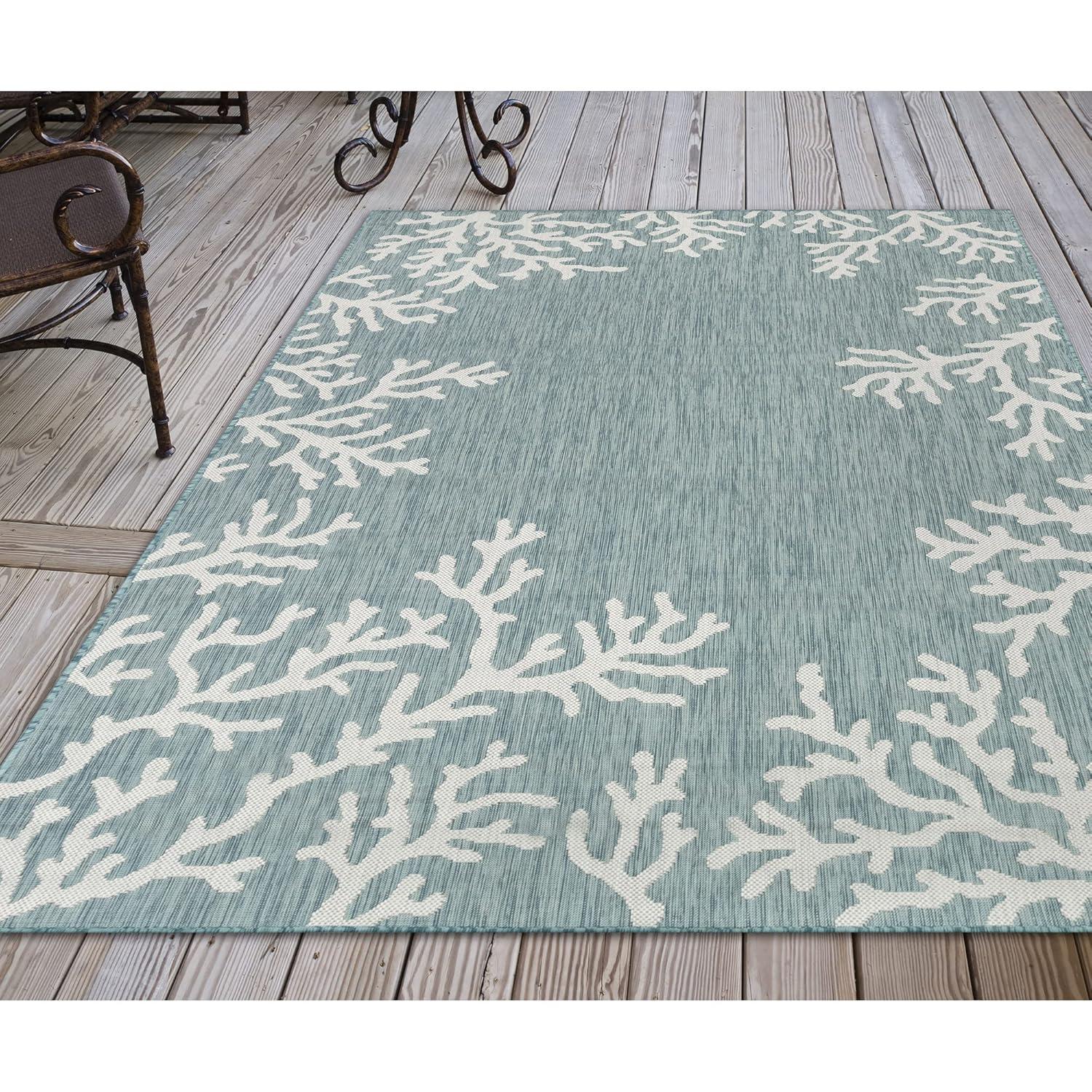 Liora Manne Carmel Coral Border Indoor/Outdoor Rug Sand 4'10" x 7'6"