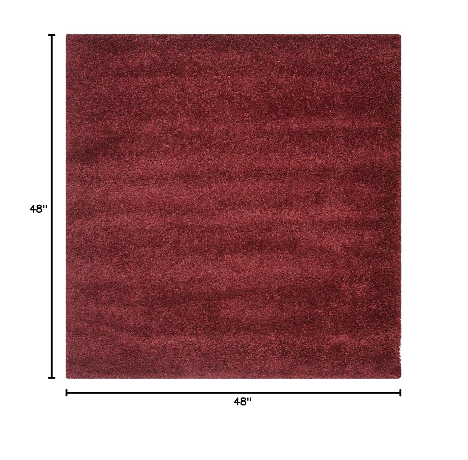 California Shag SG151 Power Loomed Indoor Accent Rug - Maroon - 4'x4' - Safavieh