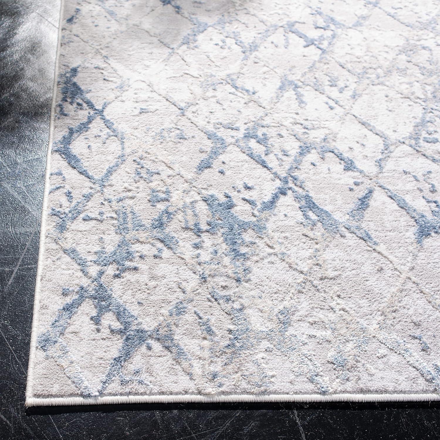 SAFAVIEH Amelia Roslyn Abstract Distressed Area Rug, Light Grey/Blue, 12' x 18'