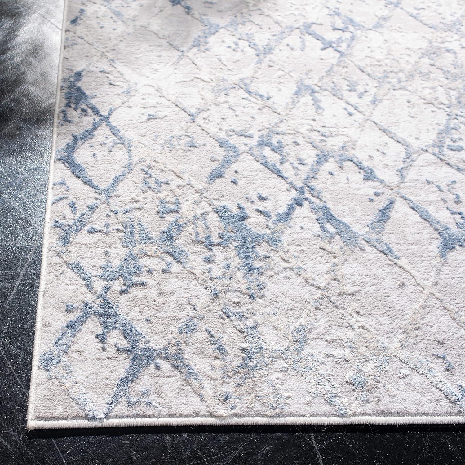Amelia ALA783 Power Loomed Runner Rug  - Light Grey/Blue - 2'2"x10' - Safavieh.
