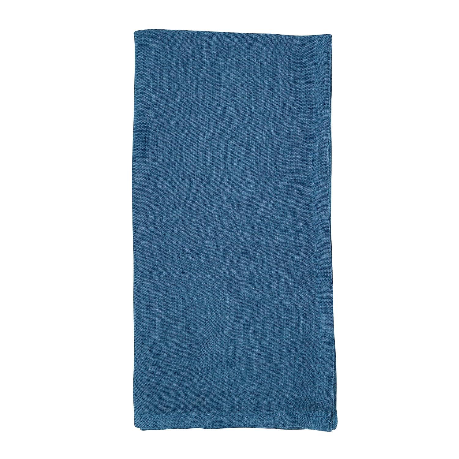 Saro Lifestyle Classic Pure 100% Linen Table Napkin (Set of 4), 20", Ocean Blue