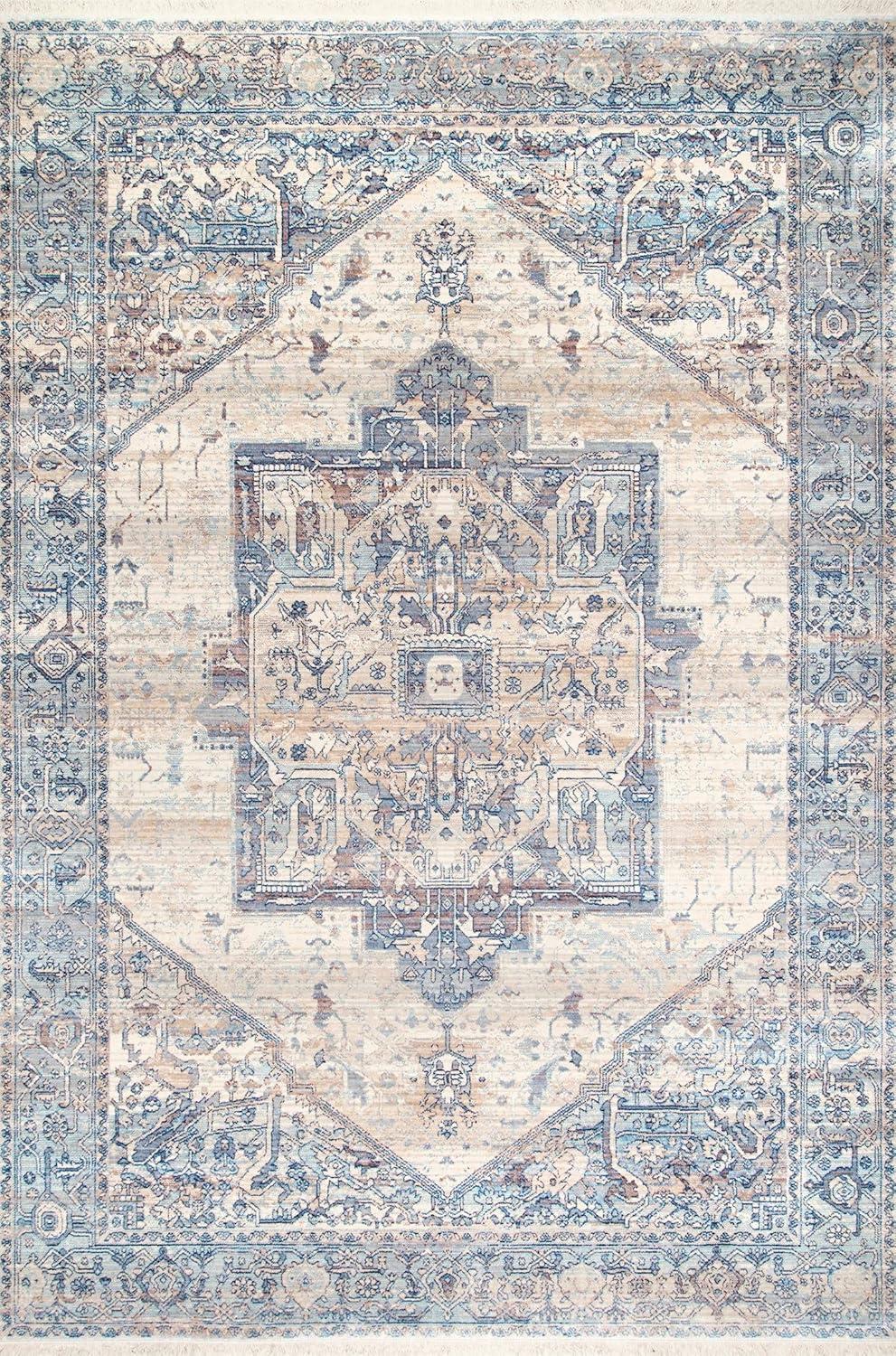 nuLOOM Harriet Vintage Medallion Fringe Area Rug