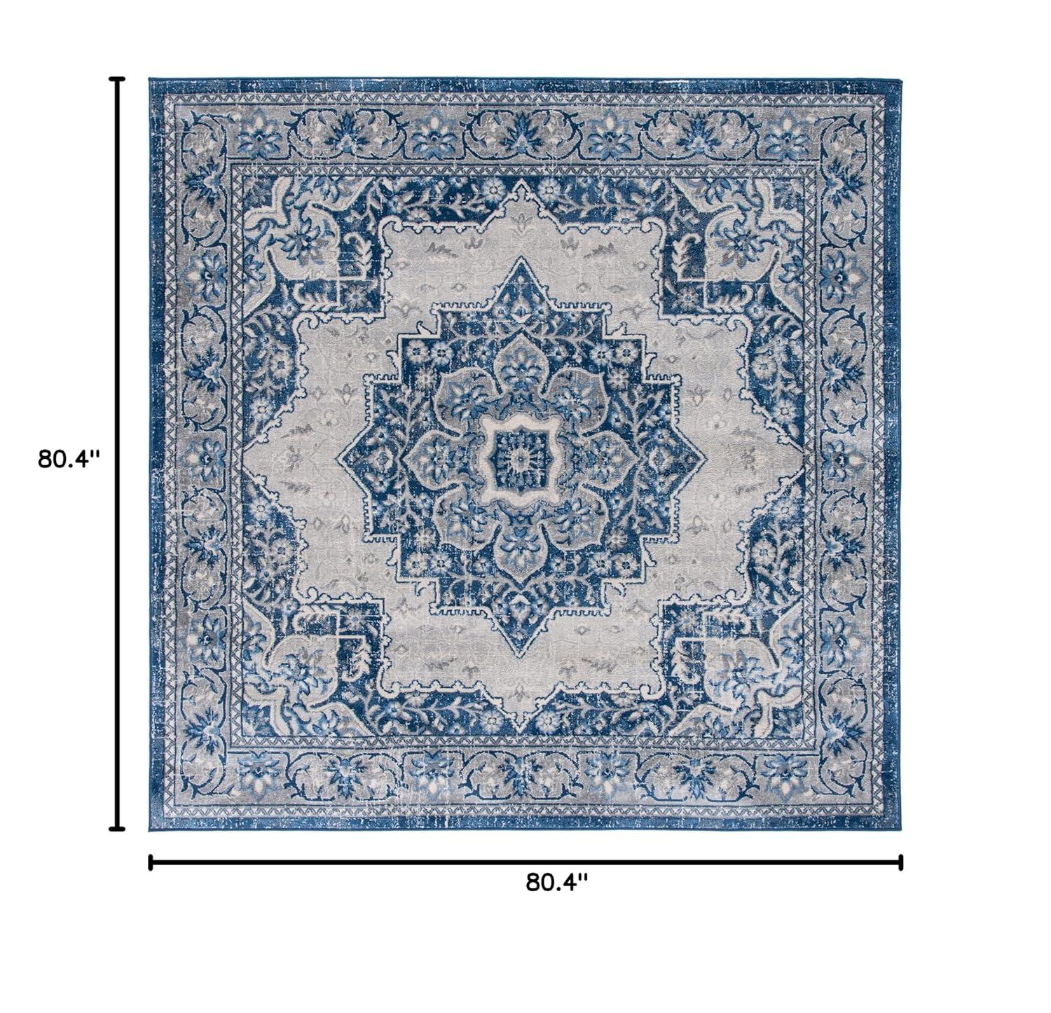 Brentwood BNT826 Power Loomed Indoor Area Rug - Blue/Ivory - 6'7"x6'7" - Safavieh
