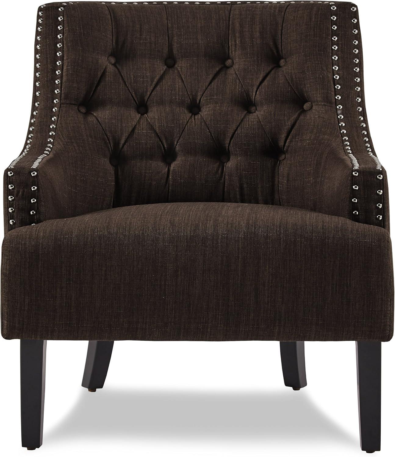 Homelegance Diamond Tufted Upholstered Accent Chair, 18 Inches High, Chocolate