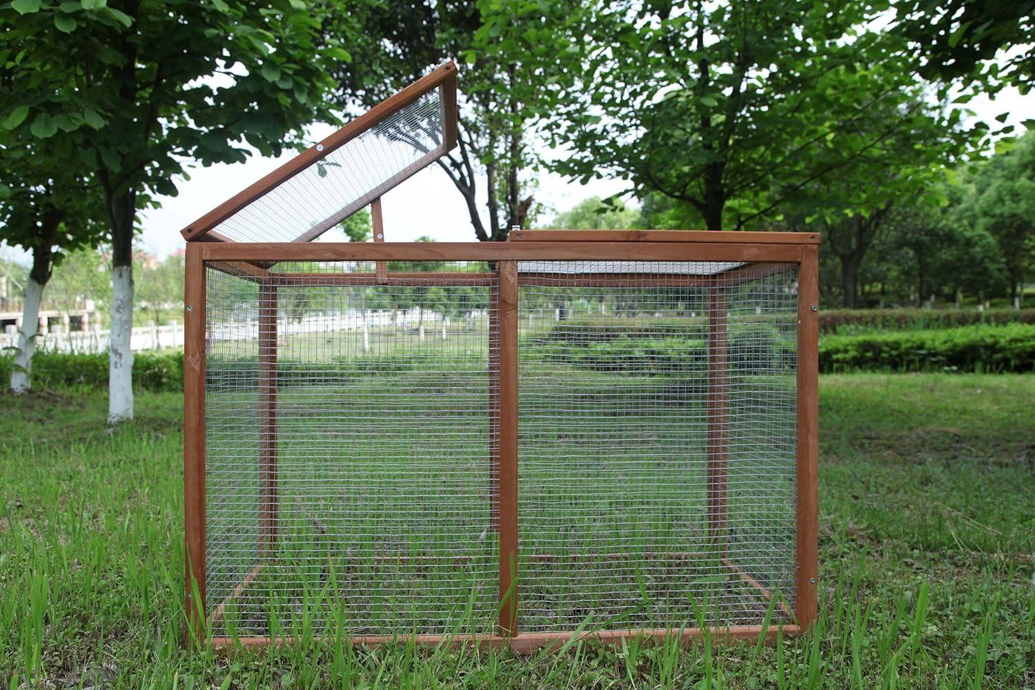 Wooden Chicken Coop Cage Rabbit Hutch Enclosure Poultry Pet Hutch Garden Backyard w/Mesh Run Cage Indoor and Outdoor Use(40 Inches)