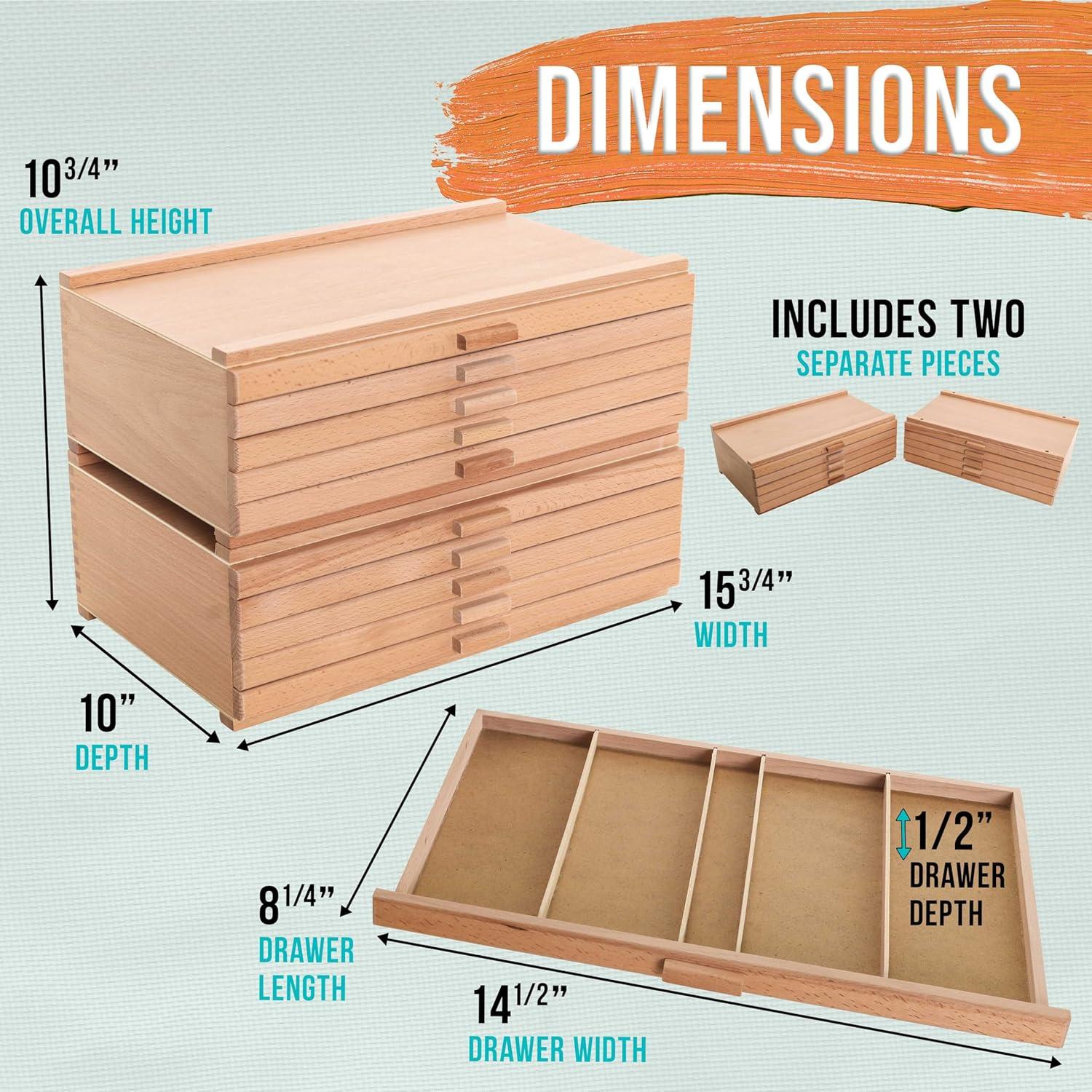 Elm Hardwood 10-Drawer Artist Supply Storage Box