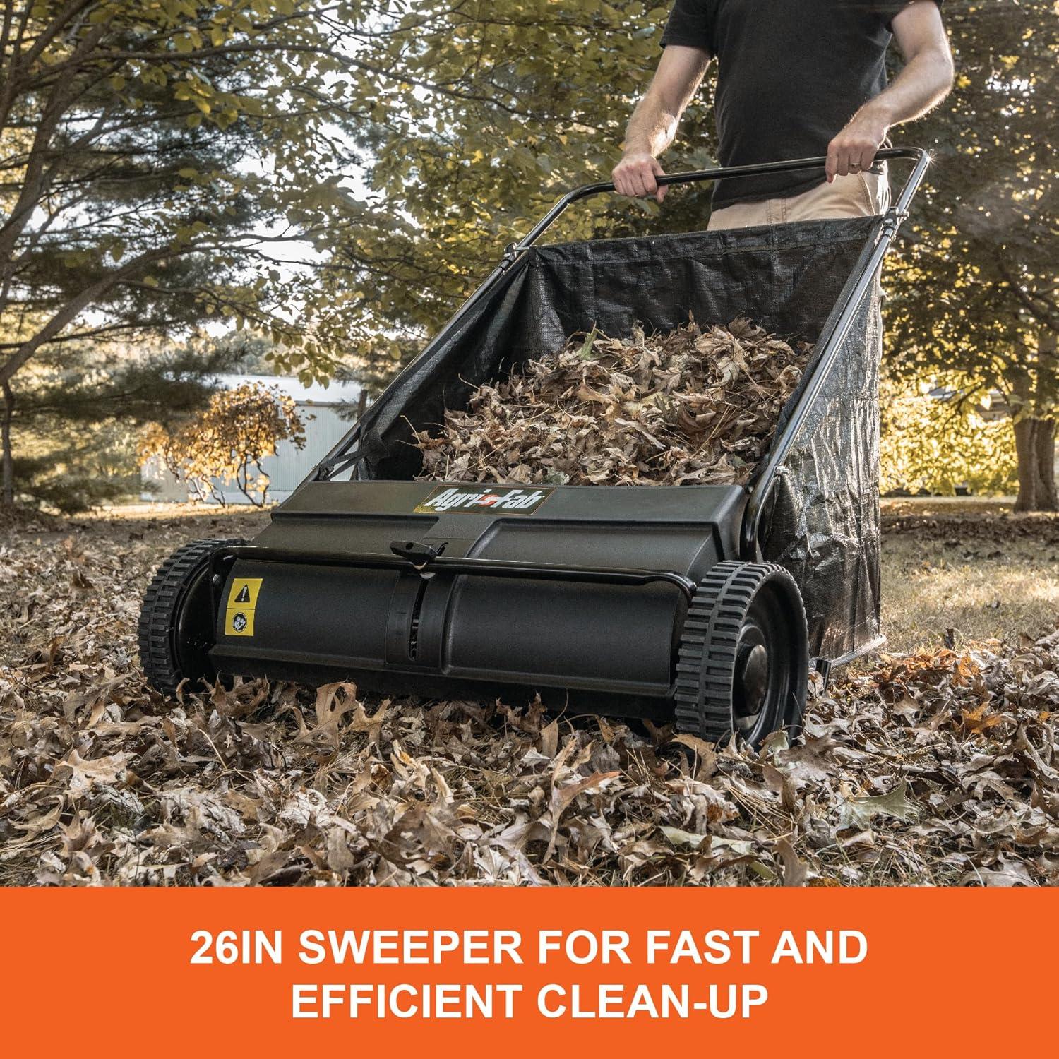 Agri-Fab 26" Black Carbon Steel Push Lawn Sweeper