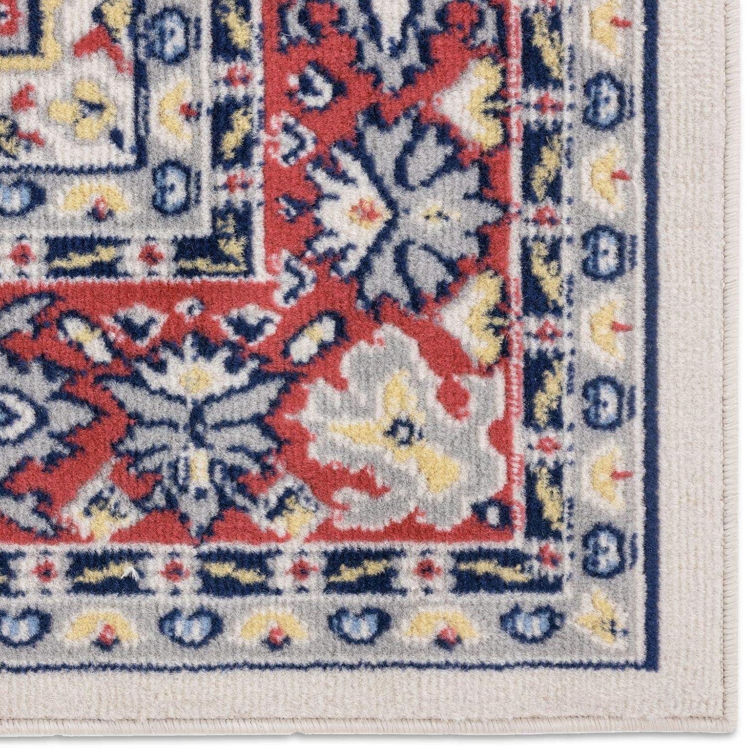 Home Dynamix Premium Sakarya Traditional Medallion Area Rug, Ivory/Red, 5'3"x7'5"