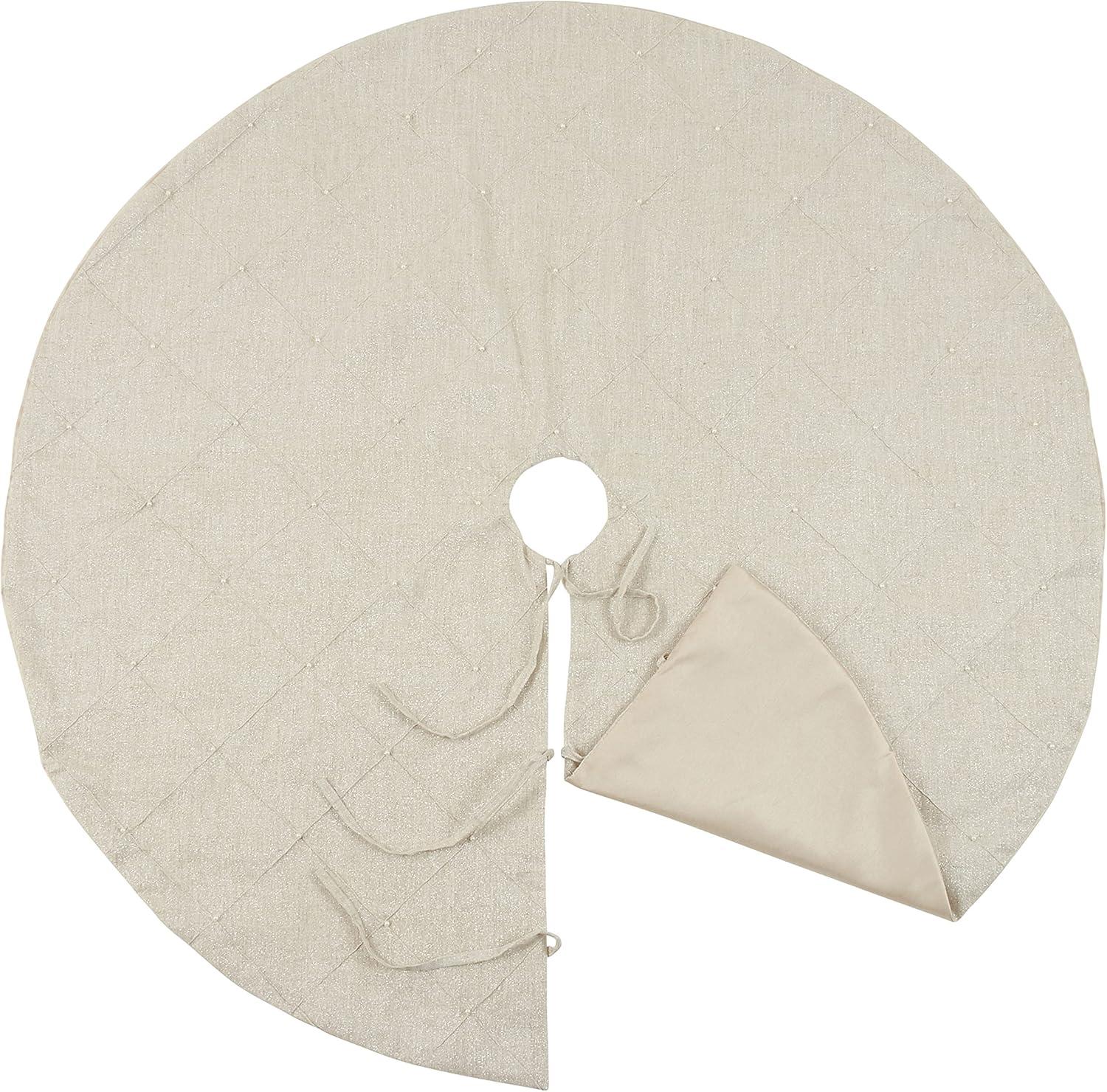 Saro Lifestyle 9622.N54R 54 in. Diamond Stitched Round Tree Skirt Natural