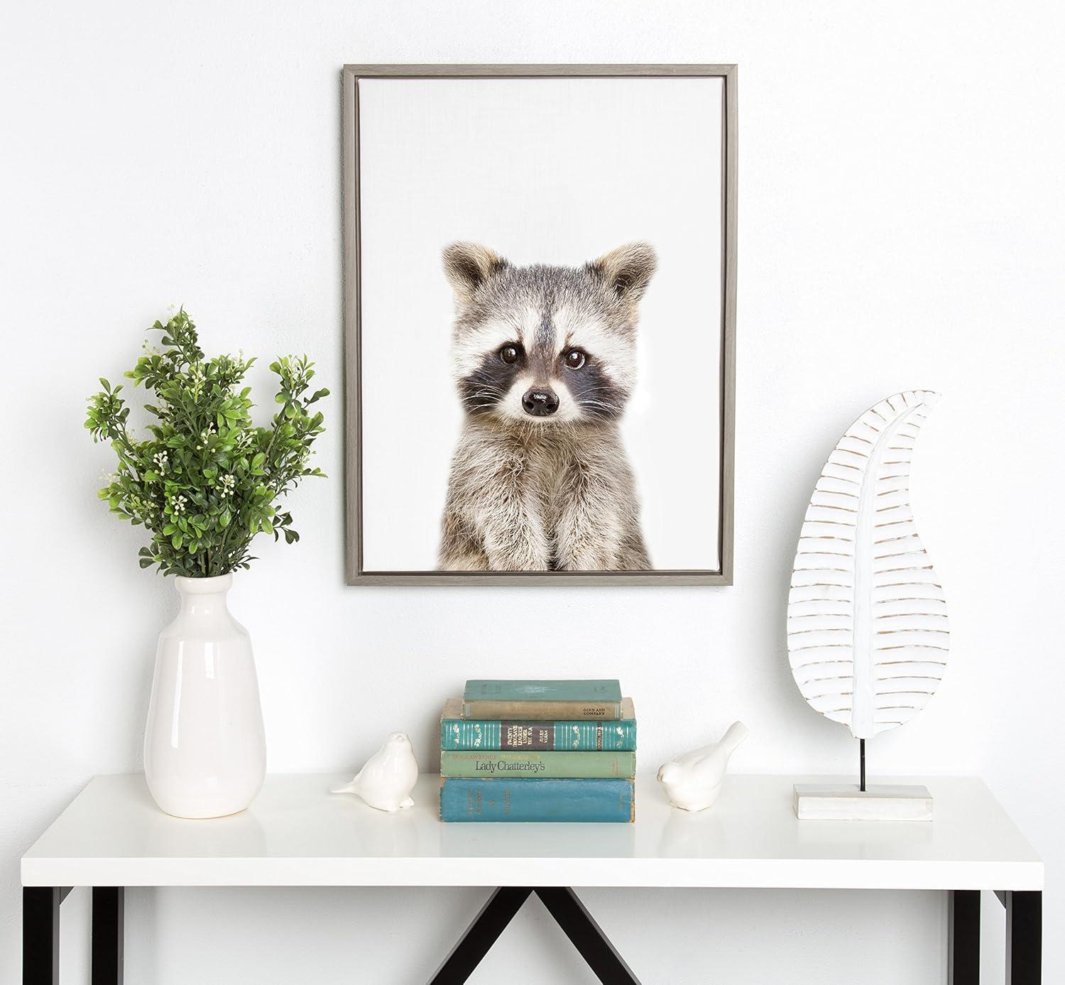 Sylvie Raccoon Framed Canvas by Amy Peterson - Kate and Laurel