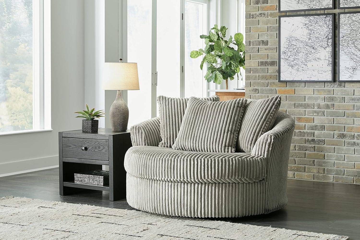 Fog Gray Microfiber Swivel Chaise Lounge Chair