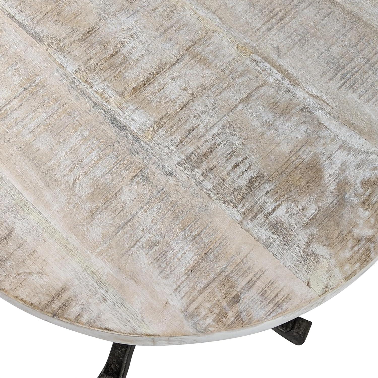 Carolina Living Colton Adjustable Vintage Table Natural Driftwood/Aged Iron: Mango Wood, Iron Frame, 30 Day Warranty