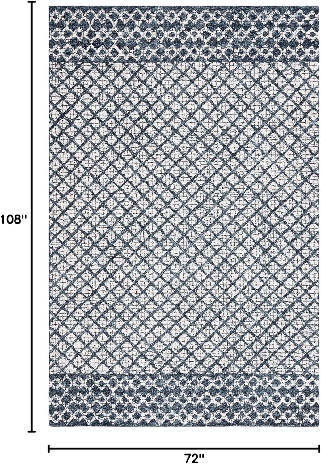 Abstract ABT203 Handmade Indoor Area Rug - Ivory/Navy - 6'x9' - Safavieh