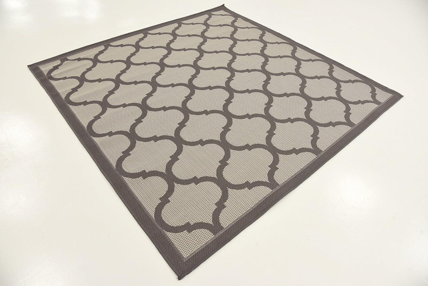Unique Loom 6' 1 x 6' 1 Square Gray Outdoor Trellis Moroccan Area Rug