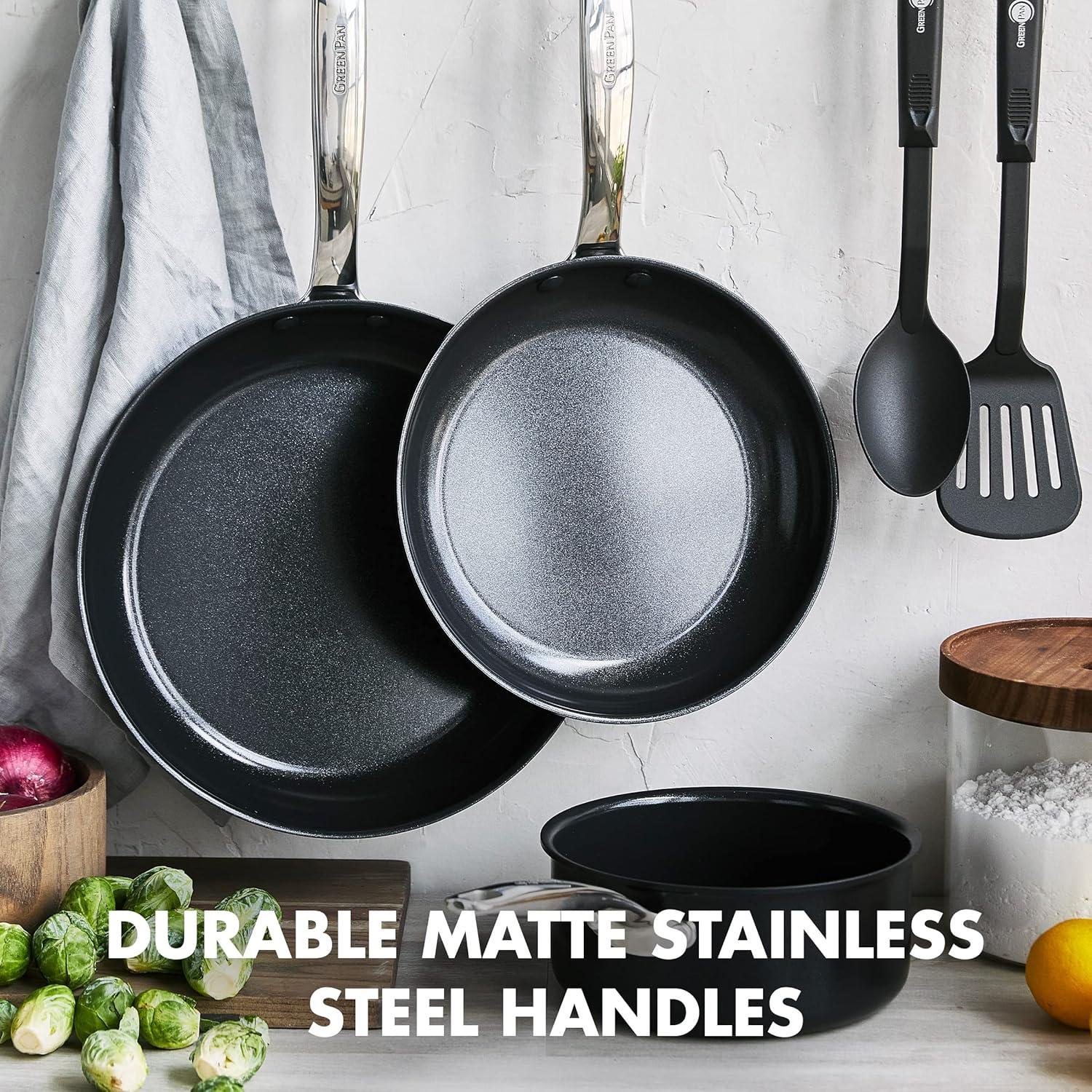 GreenPan GreenPan Chatham Black Prime Midnight Healthy Ceramic Nonstick, 5 Piece Cookware Set