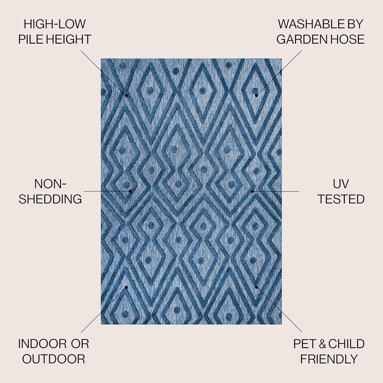 5'x8' Balansat Moroccan Diamond Indoor/Outdoor Area Rug, Navy - JONATHAN Y