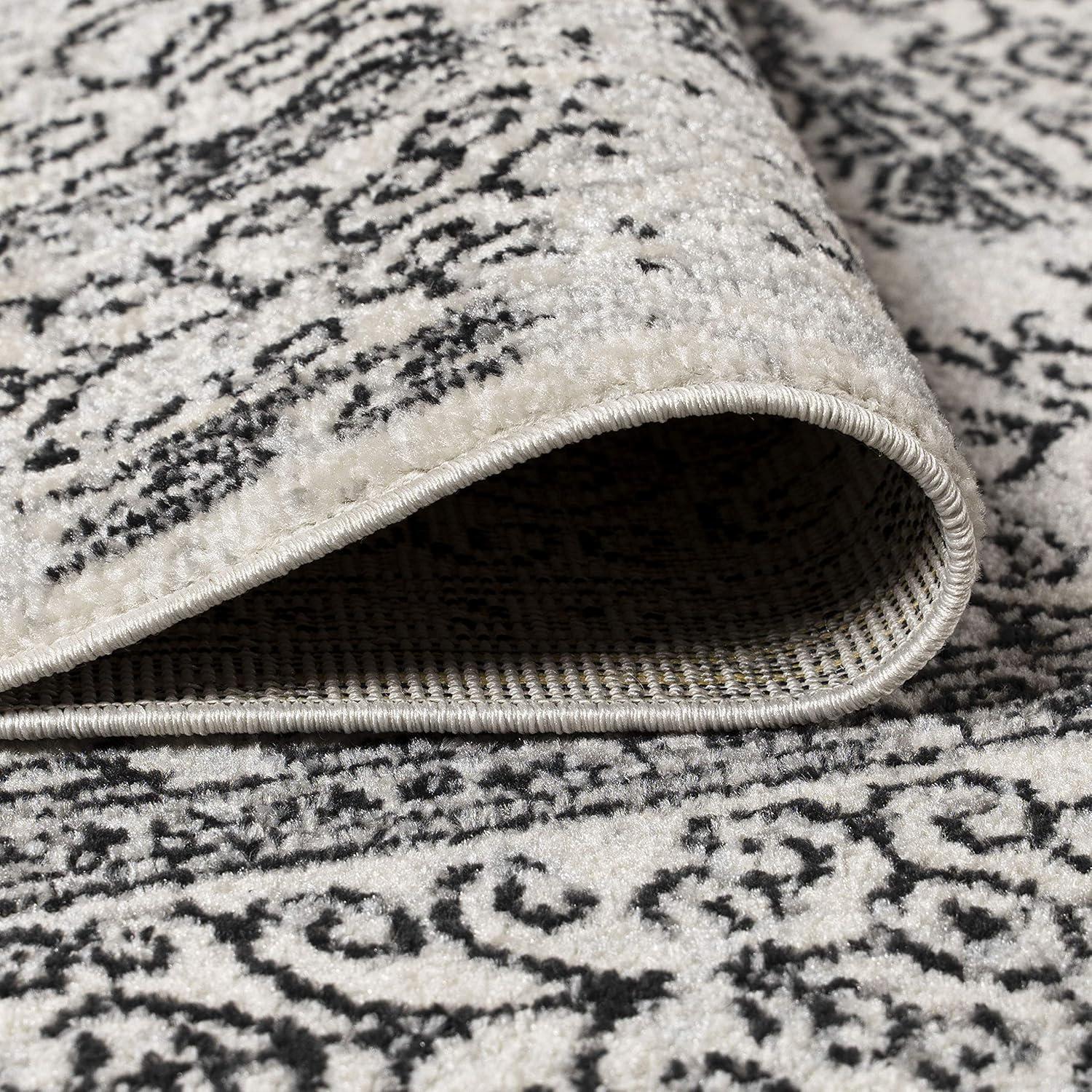 8'x10' Ferro Filigree Charcoal Black and White Area Rug, Gray/Black - JONATHAN Y