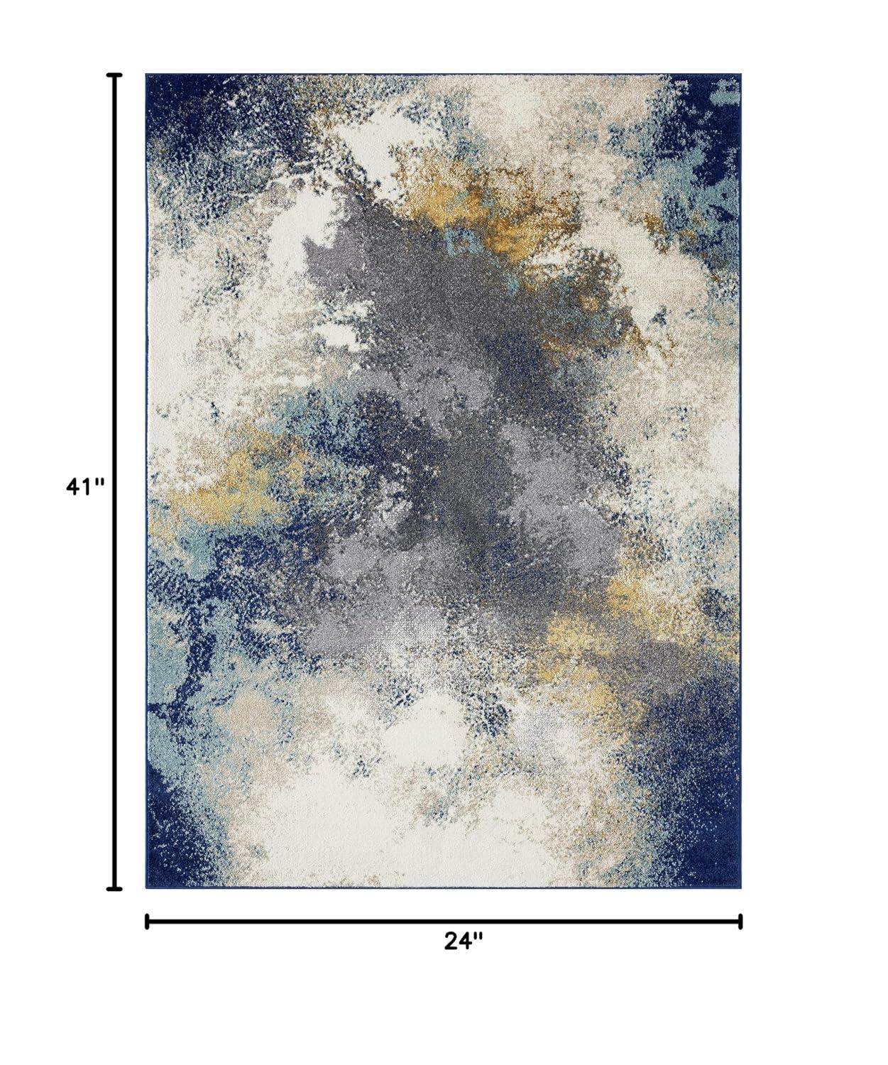 Luxe Weavers Beverly Collection Modern Abstract Blue 2x3 Area Rug