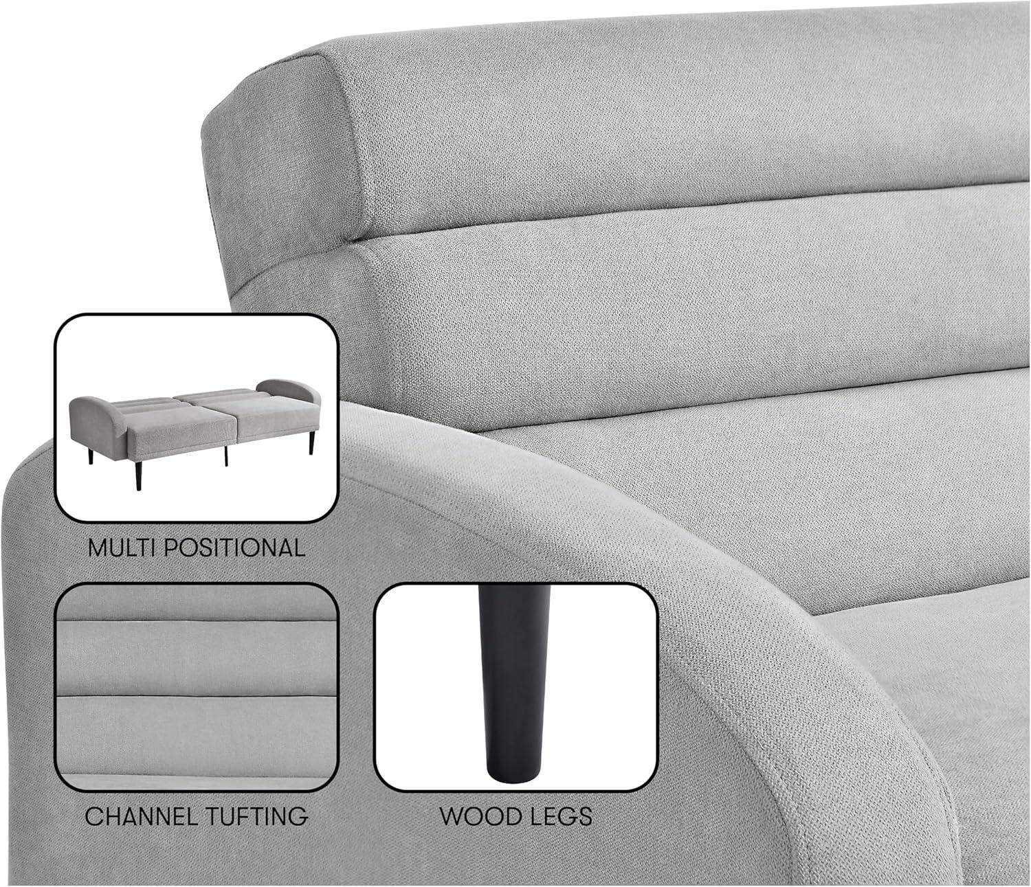 Serta Boswell Scandinavian Convertible Sofa, Light Gray Fabric