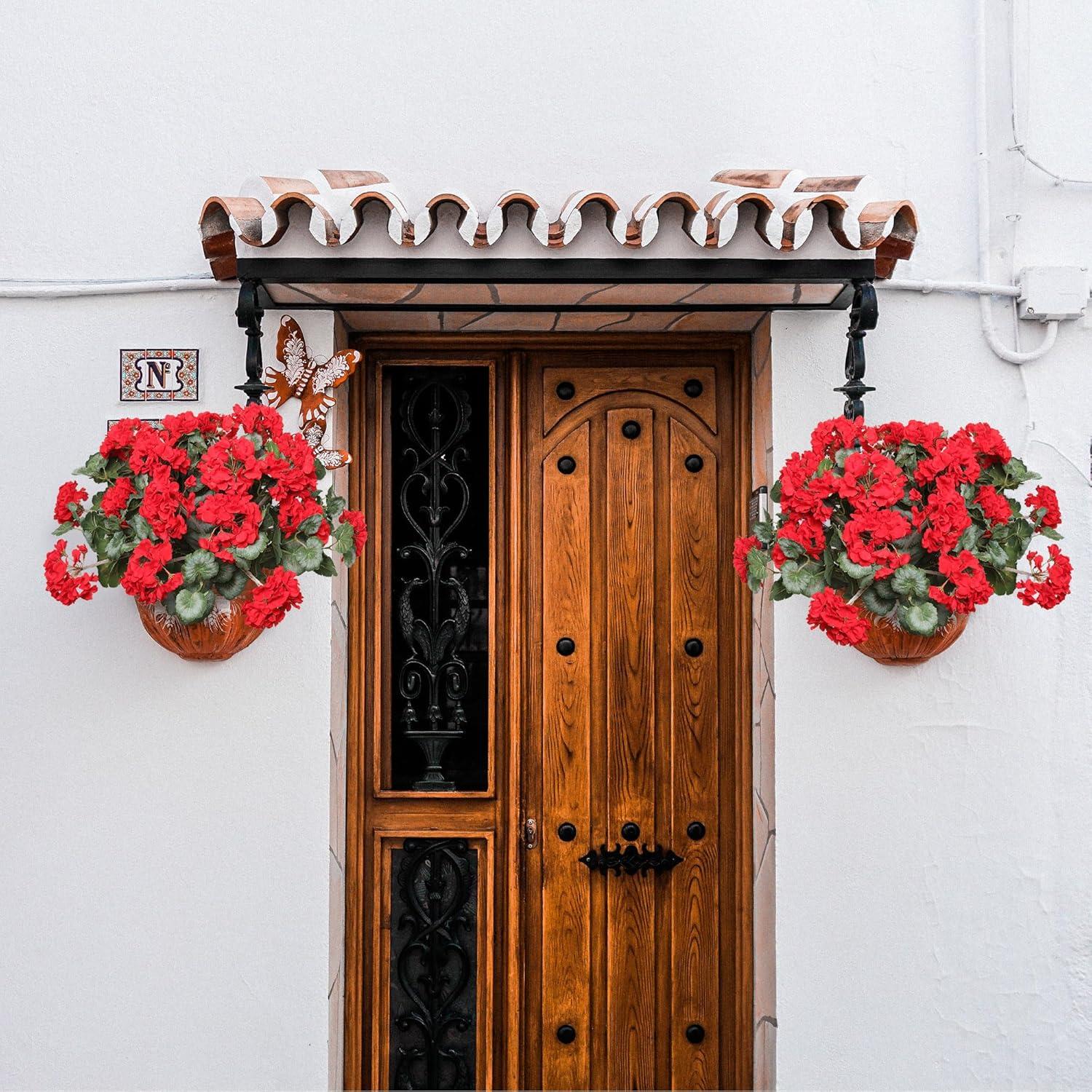 18-inch UV Resistant Red Artificial Geranium Bush for Indoor/Outdoor Decor