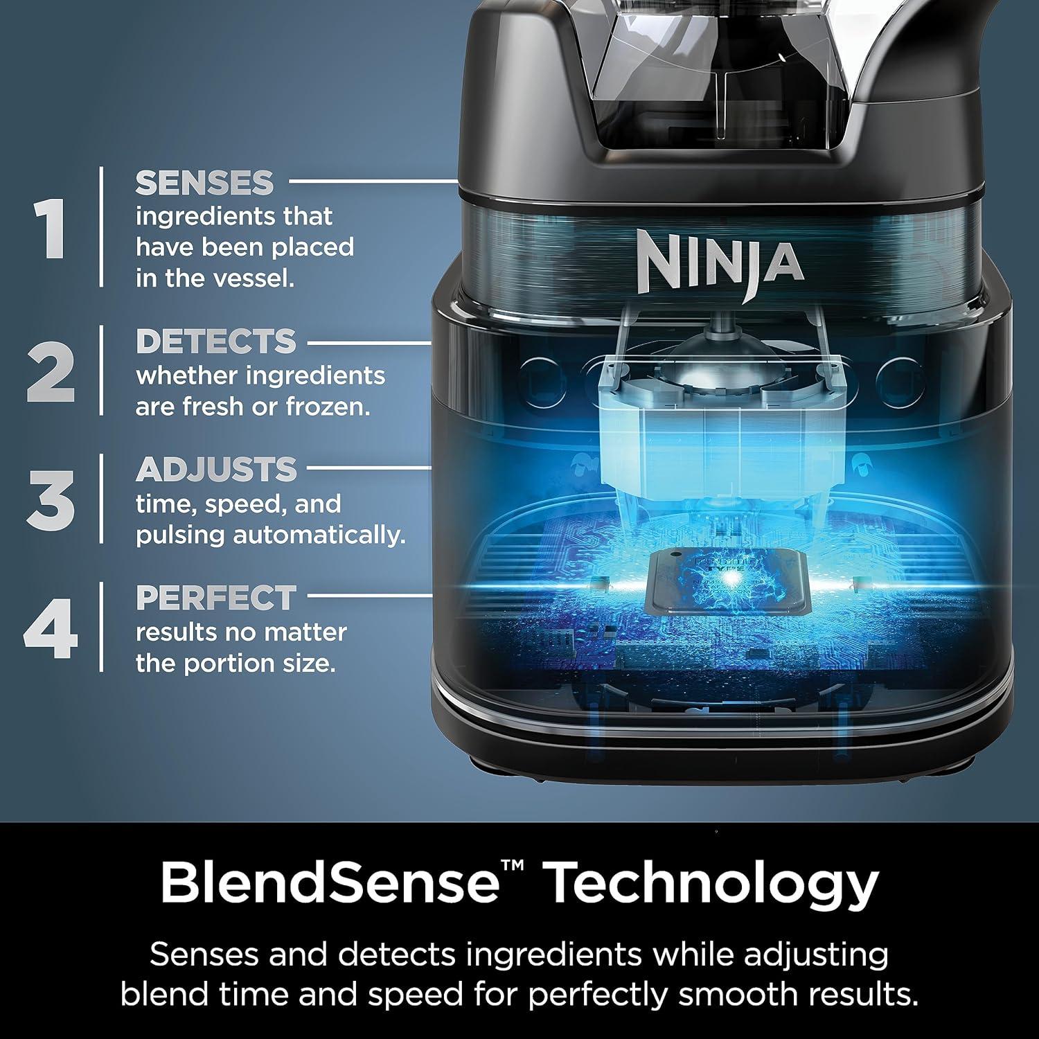 Ninja Ninja® Detect Power Blender Pro & Personal Single-Serve, BlendSense Technology, For-Smoothies, Food and More, Compact Design, 1800 P-Watts, with 72 oz. Pitcher and (2) 24 oz. Cups